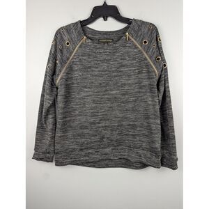 Always Indigo Women's Pullover Sweater Dark Grey L Zipper Eyelet Grommets‎ Top